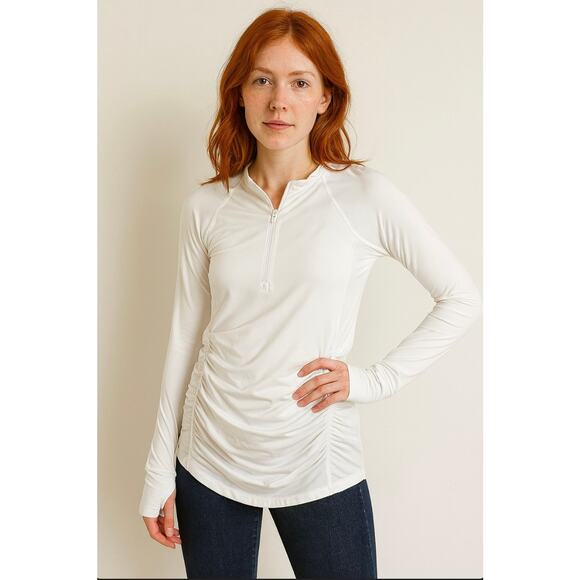 Athleta Women's 3/4 zip White Pullover, Size Small, Excellent Condition - Picture 1 of 6